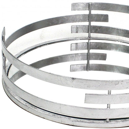 14" Silver Round Metal Geometric Vanity Tray HomeRoots