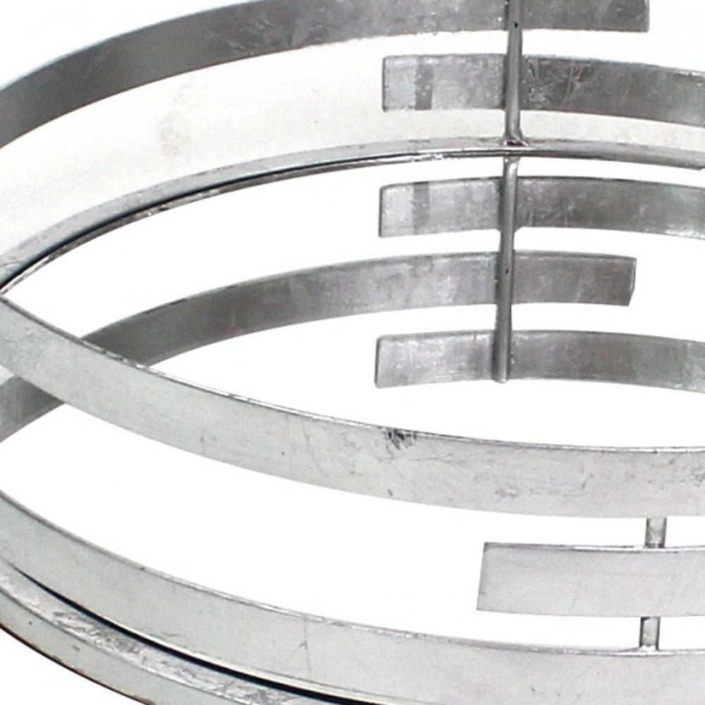 14" Silver Round Metal Geometric Vanity Tray HomeRoots