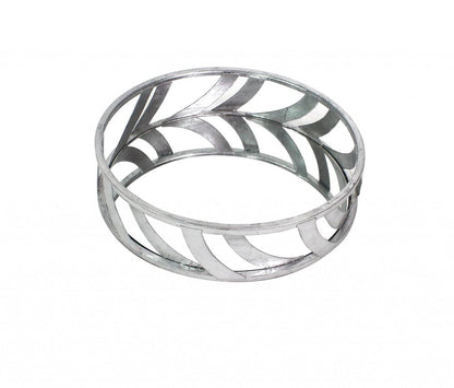 14" Silver Round Metal Geometric Vanity Tray HomeRoots