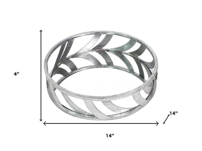 14" Silver Round Metal Geometric Vanity Tray HomeRoots
