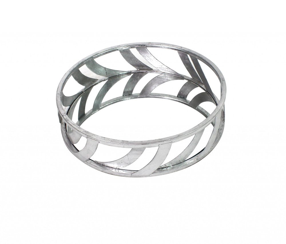 14" Silver Round Metal Geometric Vanity Tray HomeRoots