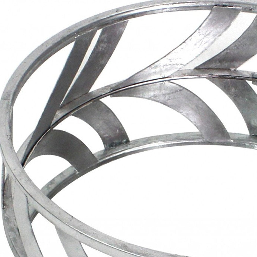 14" Silver Round Metal Geometric Vanity Tray HomeRoots