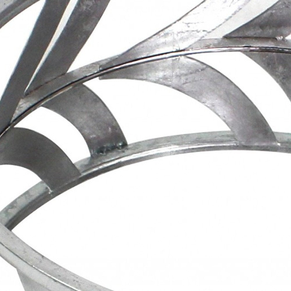 14" Silver Round Metal Geometric Vanity Tray HomeRoots