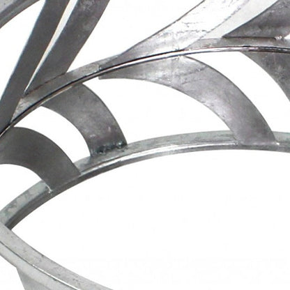 14" Silver Round Metal Geometric Vanity Tray HomeRoots
