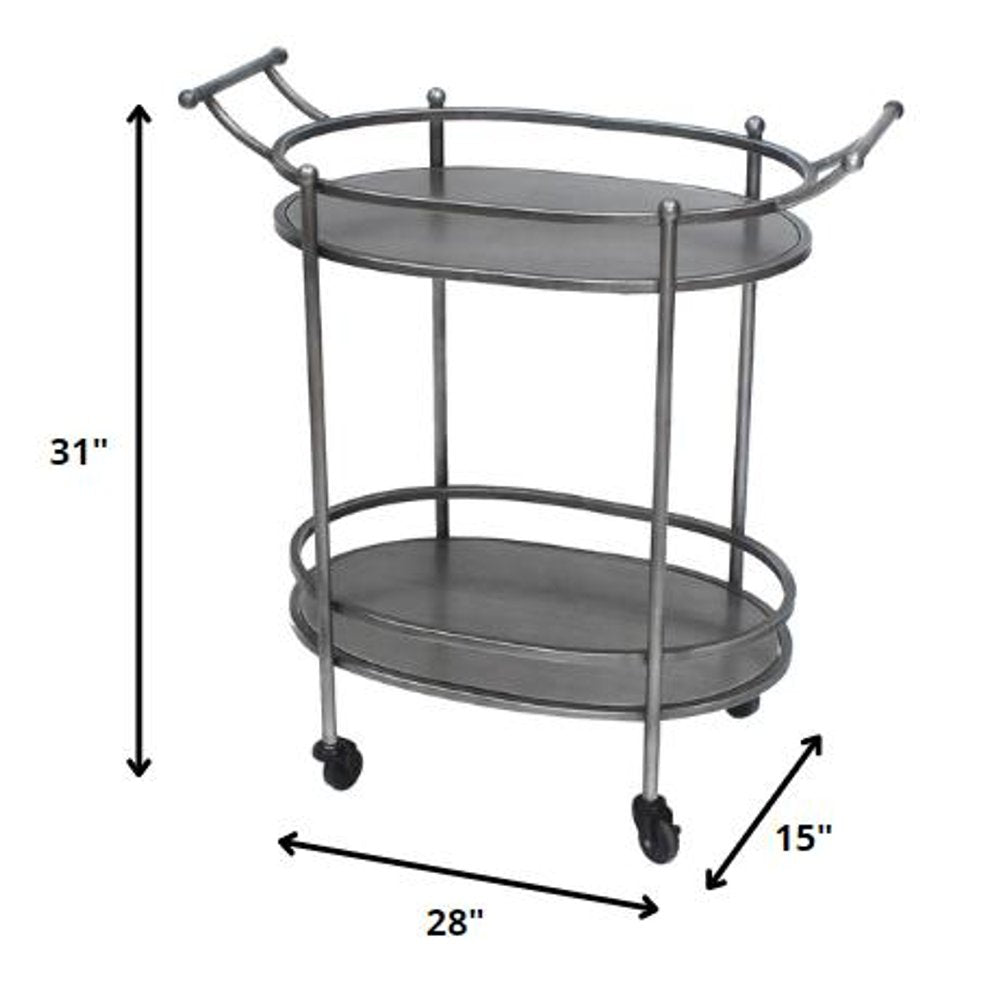 15 X 28 X 31 Bronze Antique Oval  Service Cart HomeRoots