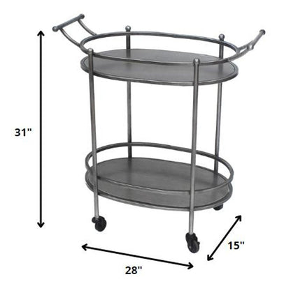 15 X 28 X 31 Bronze Antique Oval  Service Cart HomeRoots