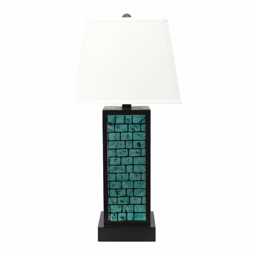 31" Black Metal Bedside Lamp With White Empire Shade HomeRoots