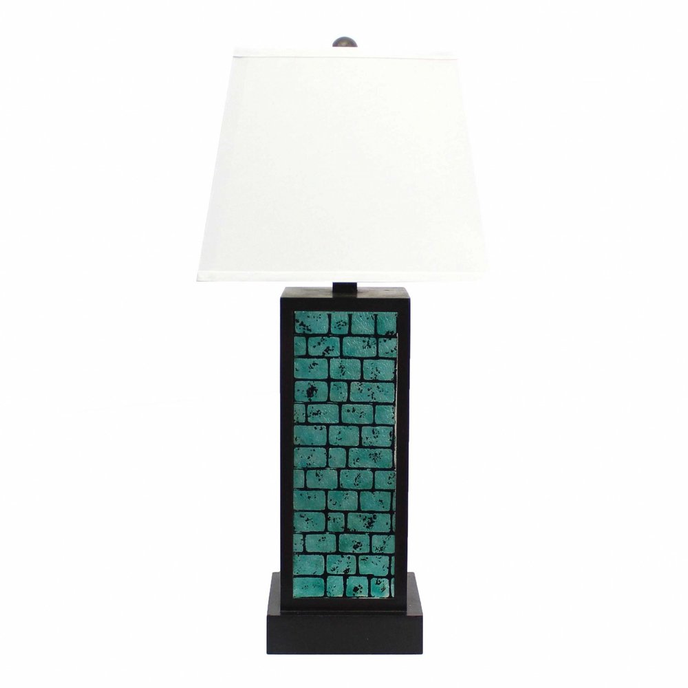 31" Black Metal Bedside Lamp With White Empire Shade HomeRoots