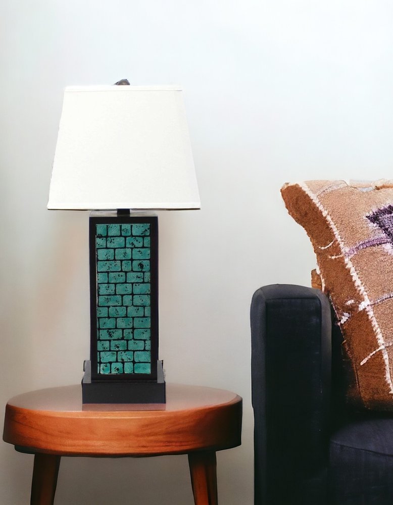 31" Black Metal Bedside Lamp With White Empire Shade HomeRoots