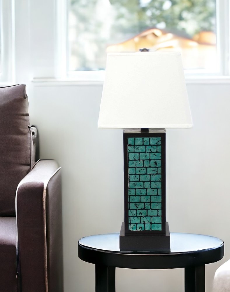 31" Black Metal Bedside Lamp With White Empire Shade HomeRoots