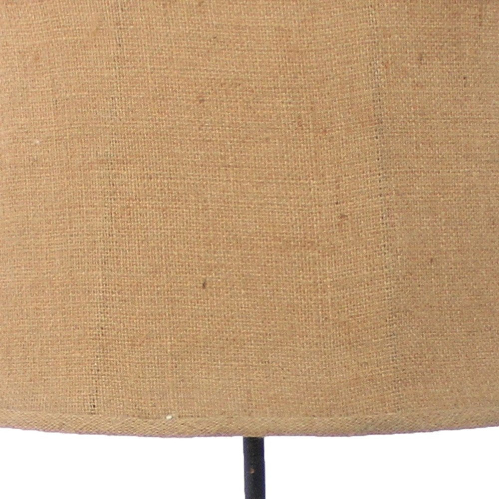 28" Distressed Gray Metal Novelty Bedside Lamp With Khaki Drum Shade HomeRoots