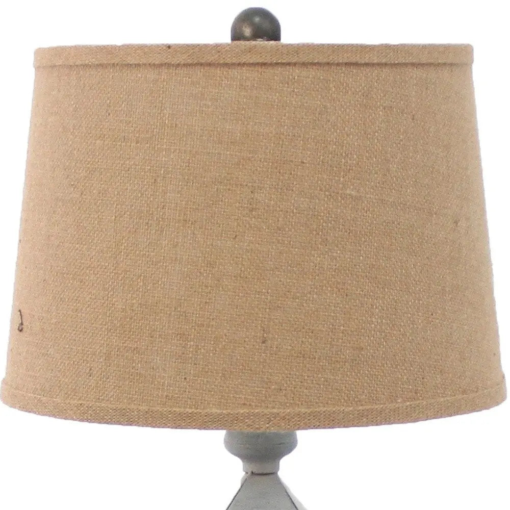 26" Gray Metal Table Lamp With Brown Drum Shade HomeRoots