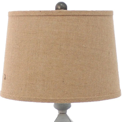26" Gray Metal Table Lamp With Brown Drum Shade HomeRoots