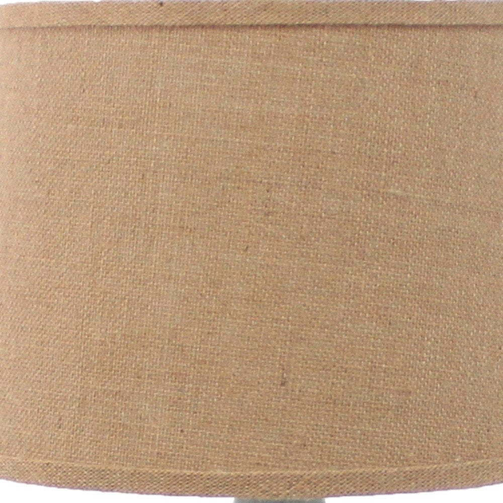 26" Gray Metal Table Lamp With Brown Drum Shade HomeRoots