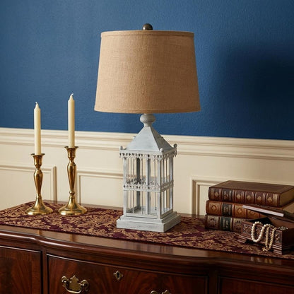 26" Gray Metal Table Lamp With Brown Drum Shade HomeRoots