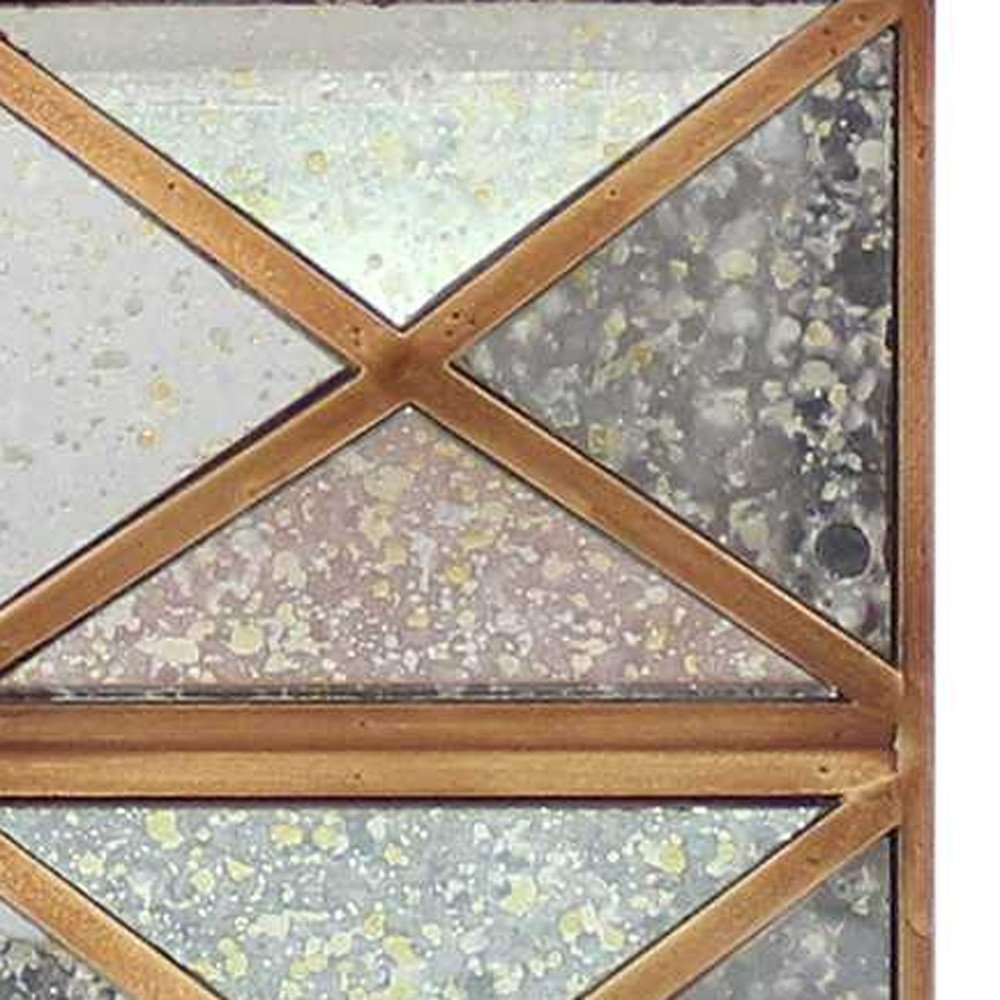 28" Distressed Gold And Silver Metal Bedside Lamp With Beige Shade HomeRoots