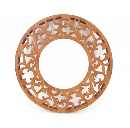 24" Brown Round Wood Framed Accent Mirror HomeRoots
