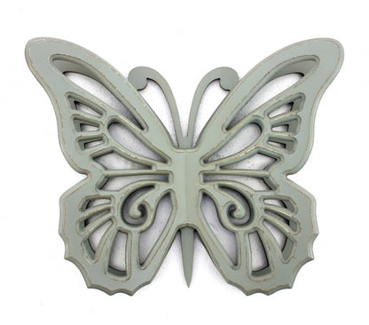 23" X 19" Gray Butterfly Wood Hanging Dimensional Sculpture HomeRoots