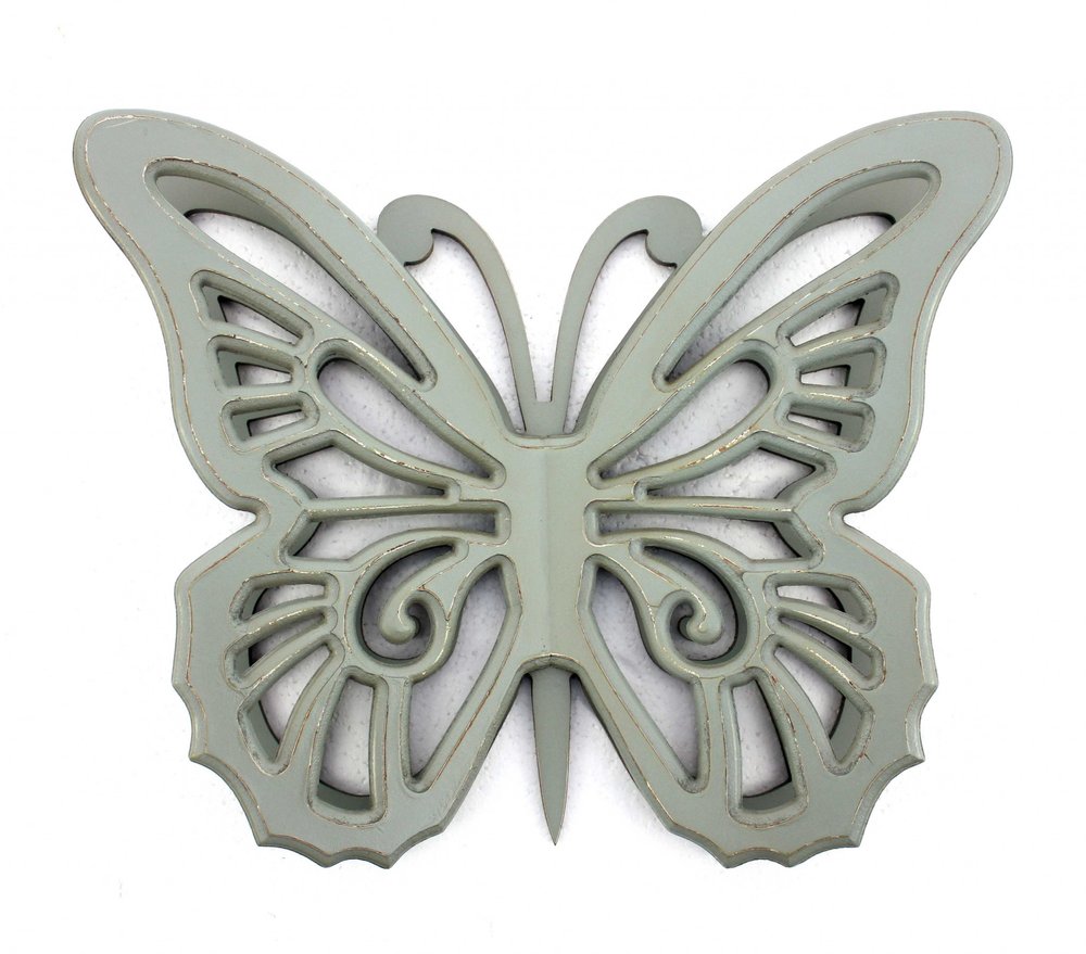 23" X 19" X 4" Gray Rustic Butterfly Wooden  Wall Decor HomeRoots