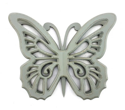 23" X 19" X 4" Gray Rustic Butterfly Wooden  Wall Decor HomeRoots