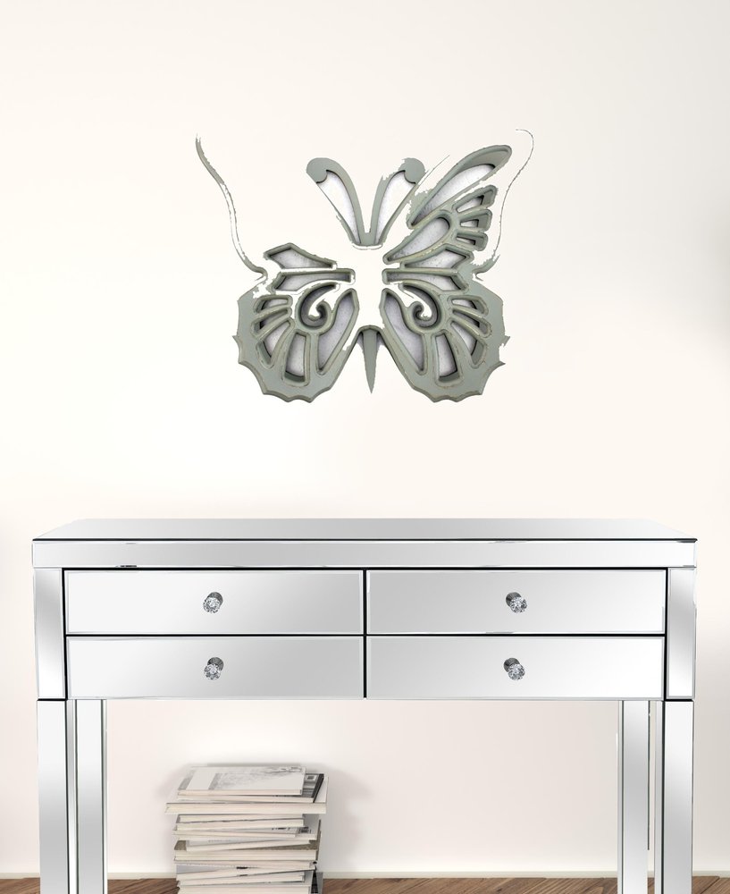 23" X 19" X 4" Gray Rustic Butterfly Wooden  Wall Decor HomeRoots