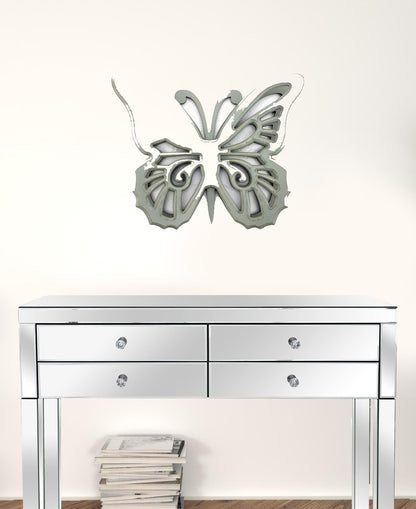 23" X 19" X 4" Gray Rustic Butterfly Wooden  Wall Decor HomeRoots