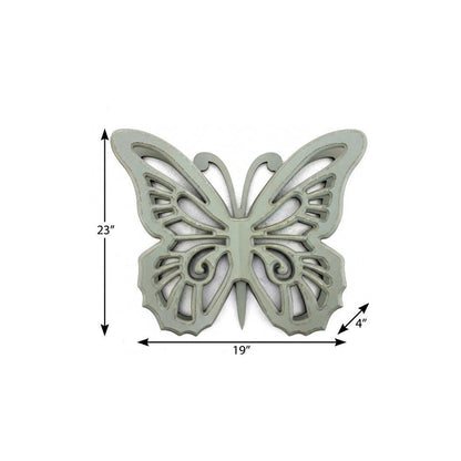 23" X 19" Gray Butterfly Wood Hanging Dimensional Sculpture HomeRoots