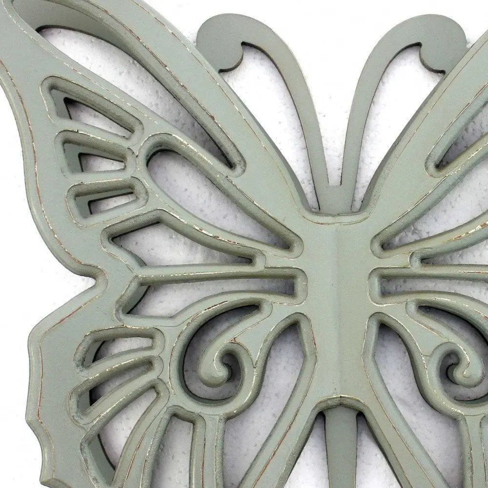 23" X 19" X 4" Gray Rustic Butterfly Wooden  Wall Decor HomeRoots