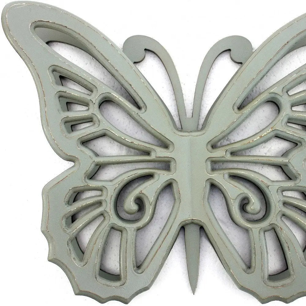 23" X 19" X 4" Gray Rustic Butterfly Wooden  Wall Decor HomeRoots