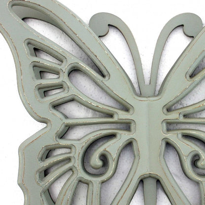 23" X 19" Gray Butterfly Wood Hanging Dimensional Sculpture HomeRoots