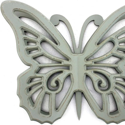 23" X 19" X 4" Gray Rustic Butterfly Wooden  Wall Decor HomeRoots
