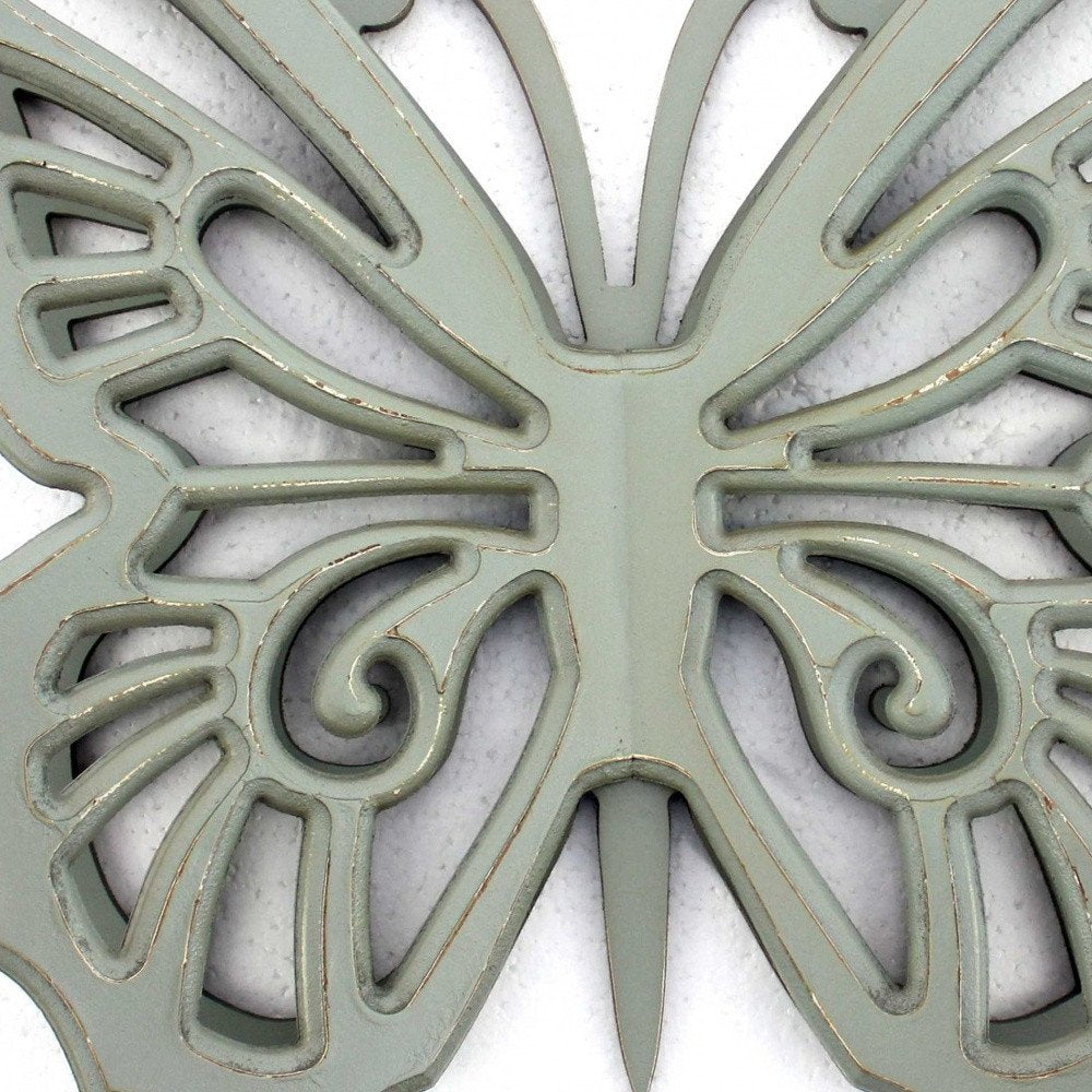 23" X 19" Gray Butterfly Wood Hanging Dimensional Sculpture HomeRoots