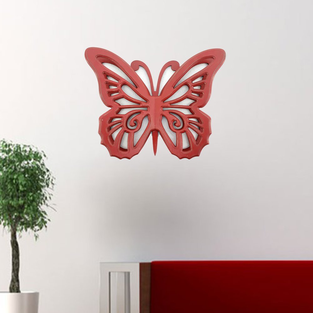 23" X 19" Gray Butterfly Wood Hanging Dimensional Sculpture HomeRoots