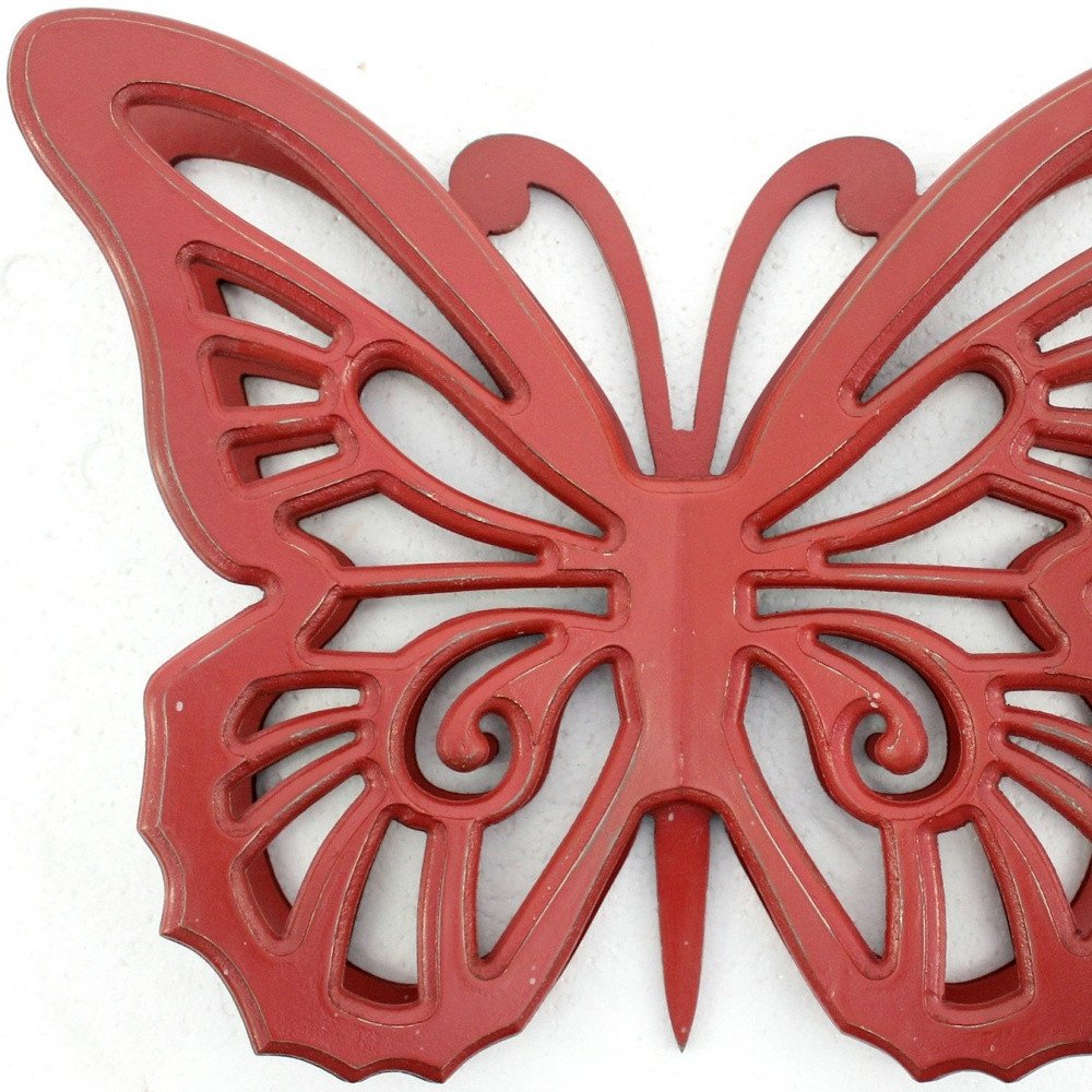 23" X 19" Gray Butterfly Wood Hanging Dimensional Sculpture HomeRoots