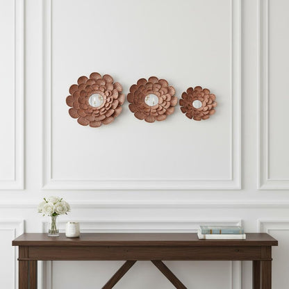 Set of Three Copper Novelty Metal Framed Accent Mirror HomeRoots