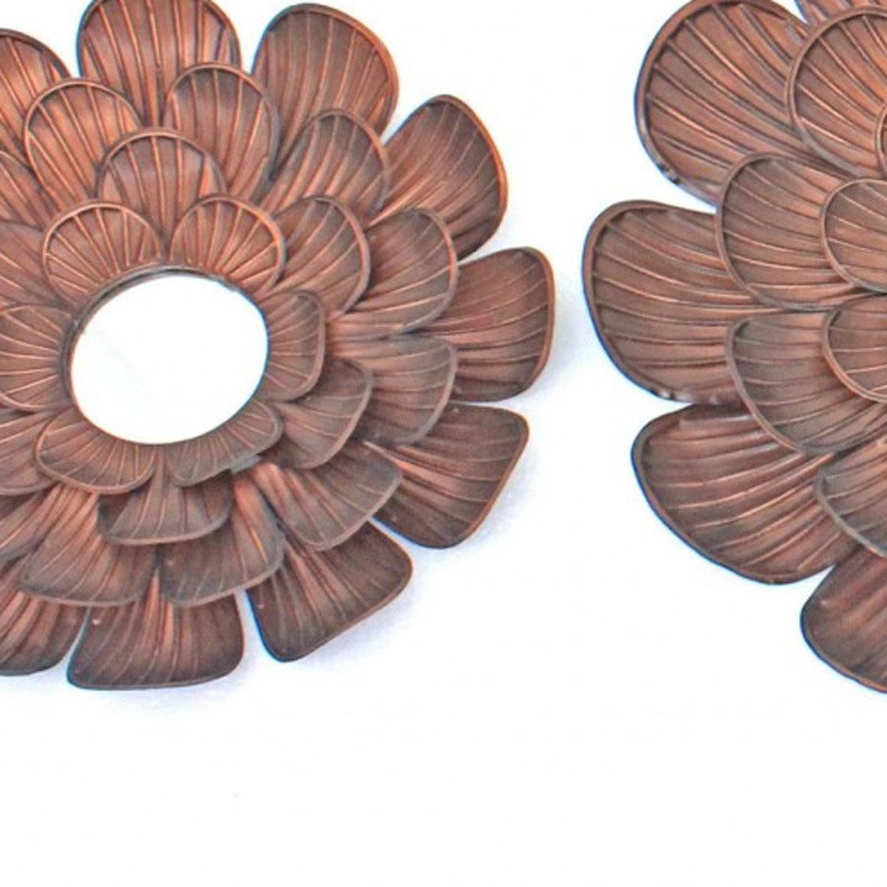 Set of Three Copper Novelty Metal Framed Accent Mirror HomeRoots