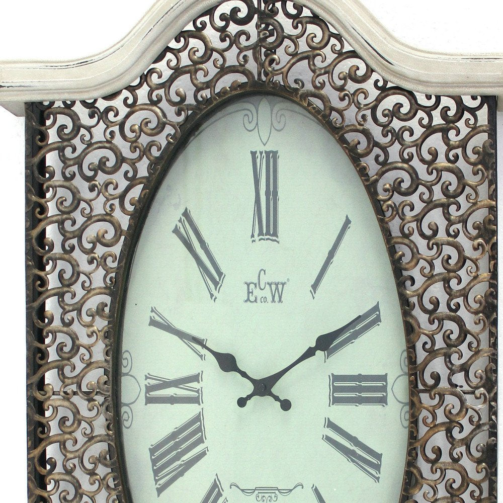 20" Oval Antiqued Bronze Wood and Glass Analog Wall Clock HomeRoots