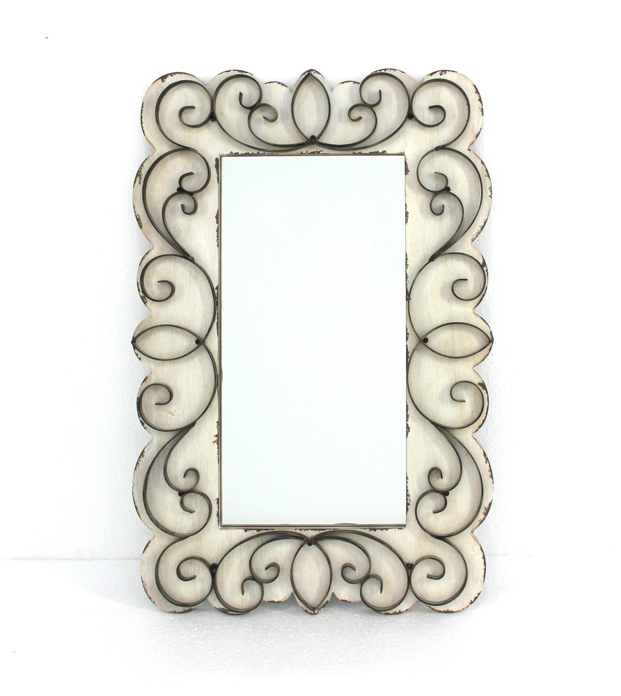 33" White Wood Framed Accent Mirror HomeRoots