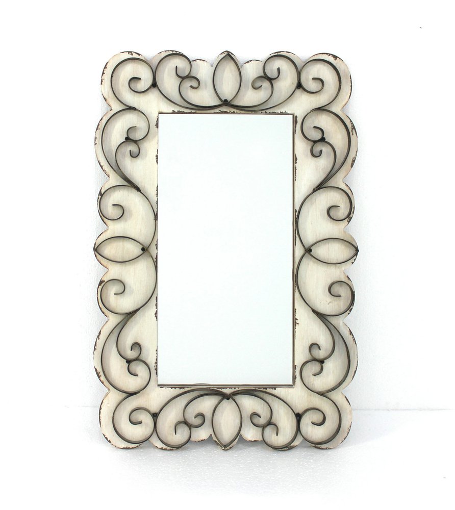 33" White Wood Framed Accent Mirror HomeRoots