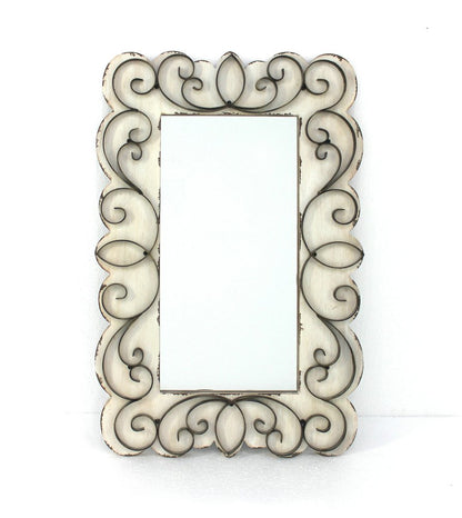 33" White Wood Framed Accent Mirror HomeRoots