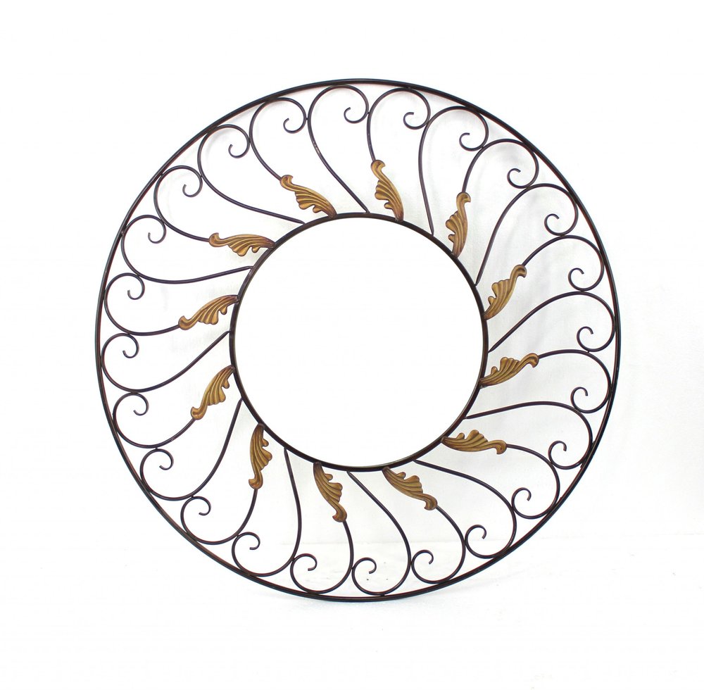 38" Bronze Metal Round Framed Accent Mirror HomeRoots