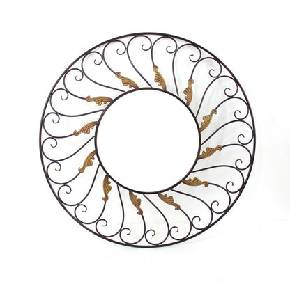 38" Bronze Metal Round Framed Accent Mirror HomeRoots
