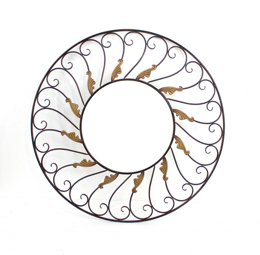 38" Bronze Metal Round Framed Accent Mirror HomeRoots
