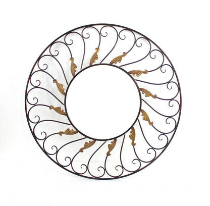 38" Bronze Metal Round Framed Accent Mirror HomeRoots