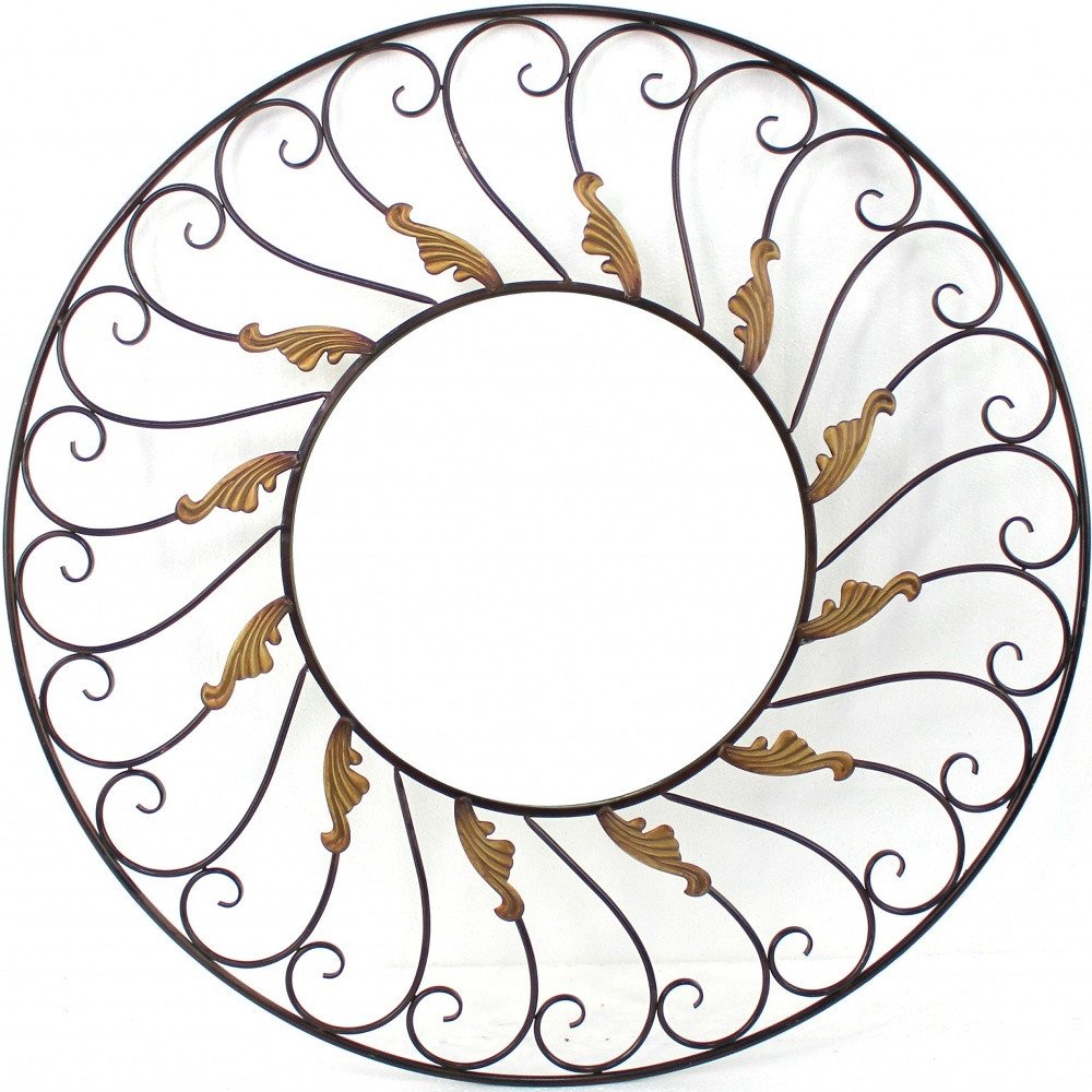 38" Bronze Metal Round Framed Accent Mirror HomeRoots