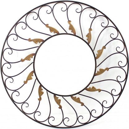38" Bronze Metal Round Framed Accent Mirror HomeRoots