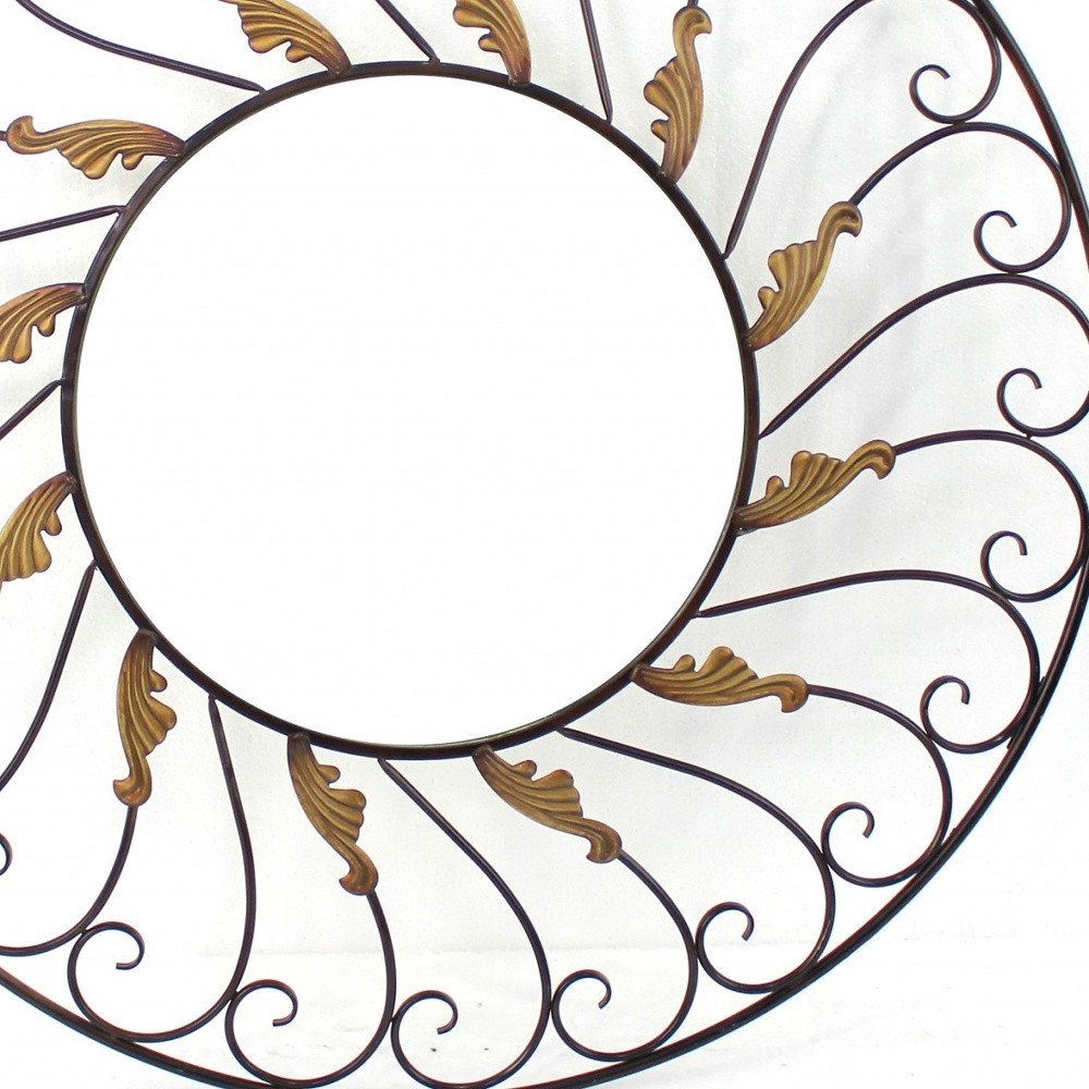 38" Bronze Metal Round Framed Accent Mirror HomeRoots