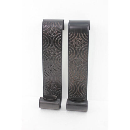 Set of Two Brown Metal Wall Sconce Candle Holders HomeRoots