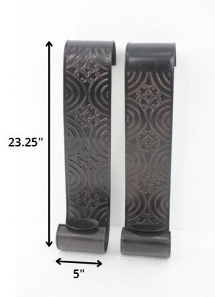 Set of Two Brown Metal Wall Sconce Candle Holders HomeRoots