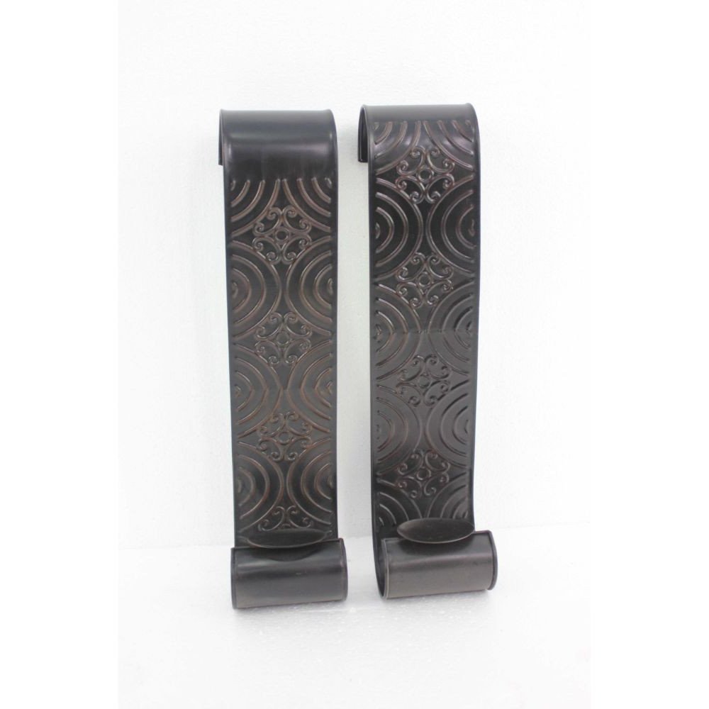 Set of Two Brown Metal Wall Sconce Candle Holders HomeRoots